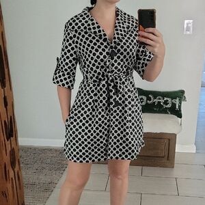 ambition Black and White Geometric Wrap Jacket